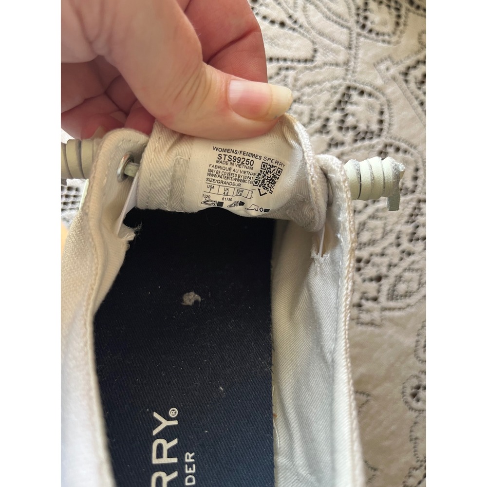 Sperry Top-Sider Crest Vibe White Linen Sneakers Womens 7 STS99250 Slip On - Picture 2 of 2